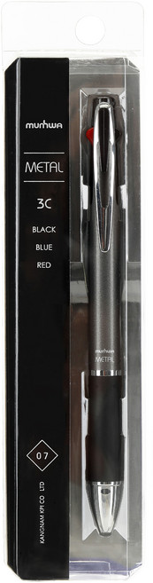 문화연필 메탈 3색 볼펜 0.7mm, 다크그레이, 1개