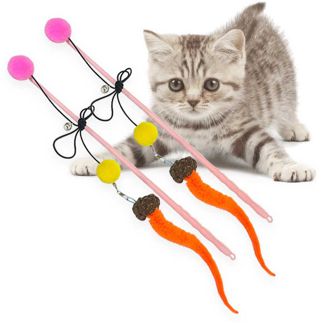 힐링타임 고양이 동결건조 마따따비 밍크꼬리 낚시대, 랜덤발송, 2개