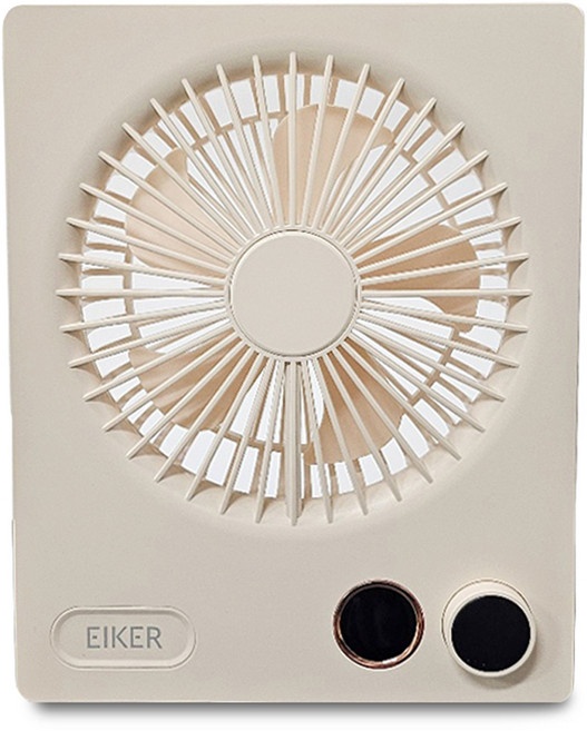 EIKER 울트라 슬림 탁상 벽걸이 겸용 LED 무선 리모컨 선풍기 4000mAh, WS-4415, 베이지