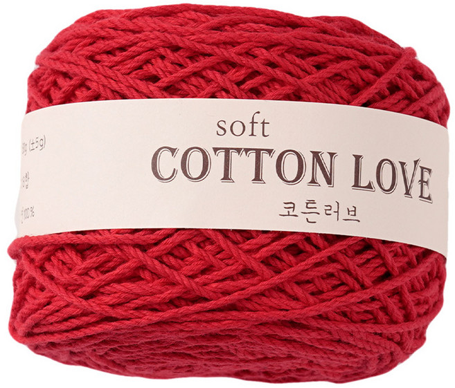 청송뜨개실 코튼러브 뜨개실 36합, 321빨강, 1개