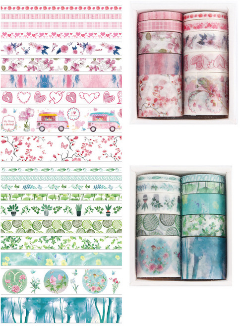 올리브파티 빈티지 감성 디자인 마스킹테이프 I 10종 + J 10종 세트, 혼합색상, 1세트