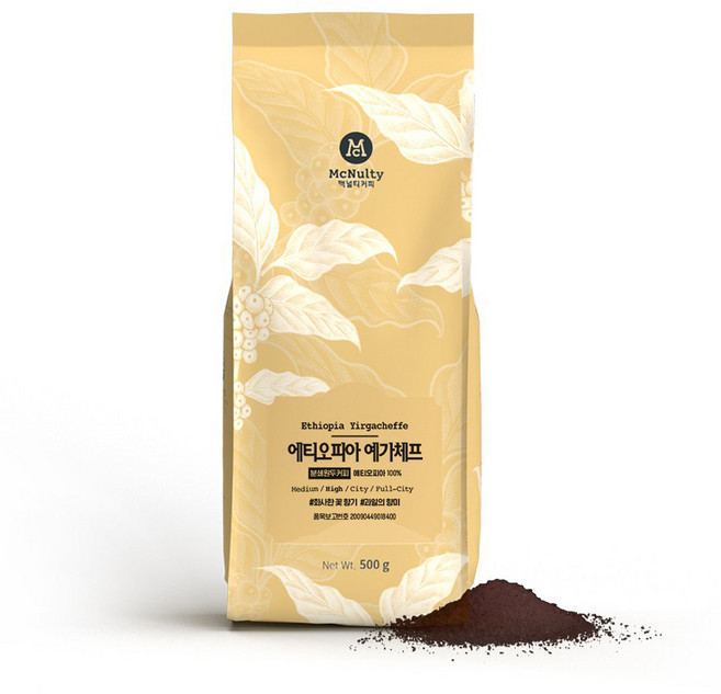 맥널티커피 에티오피아 예가체프 싱글 오리진 분쇄 원두 커피, 에스프레소, 500g, 1개