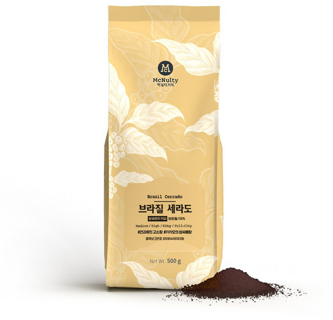 맥널티커피 브라질 세라도 싱글 오리진 분쇄 원두 커피, 에스프레소, 500g, 1개