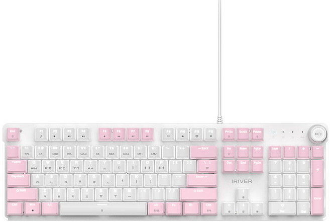 아이리버 퀵스왑 커스텀 노브 화이트 LED 게이밍 기계식 키보드, 핑크, GK CL1, 적축
