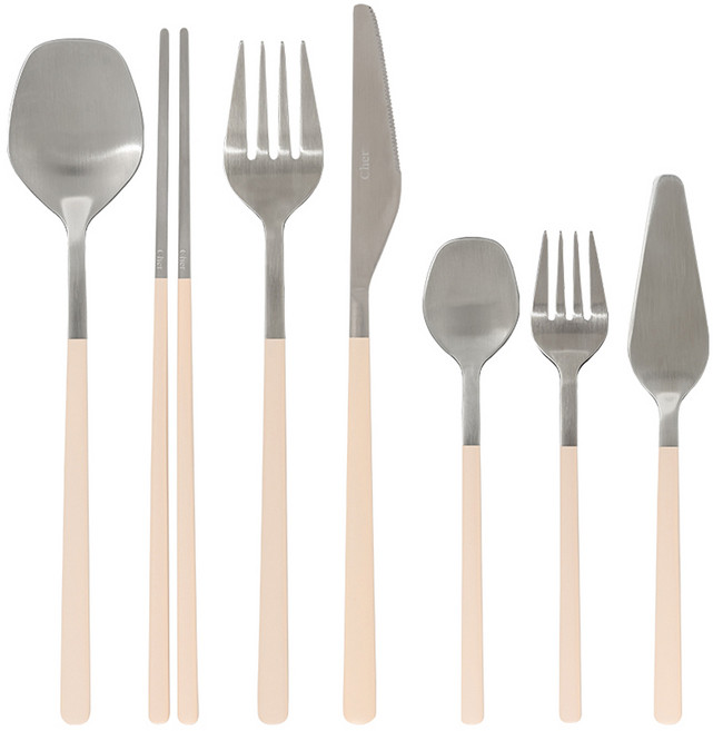 메종오브제 시에르 딜라잇 커트러리 7종 풀세트, 아이보리, 디너스푼 + 젓가락 + 디너 포크 + 디너 나이프 + 티스푼 + 티포크 + 버터 나이프, 1세트