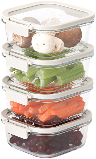 네오플램 코모도 내열유리 밀폐용기 정사각 800ml, 4개, 단품