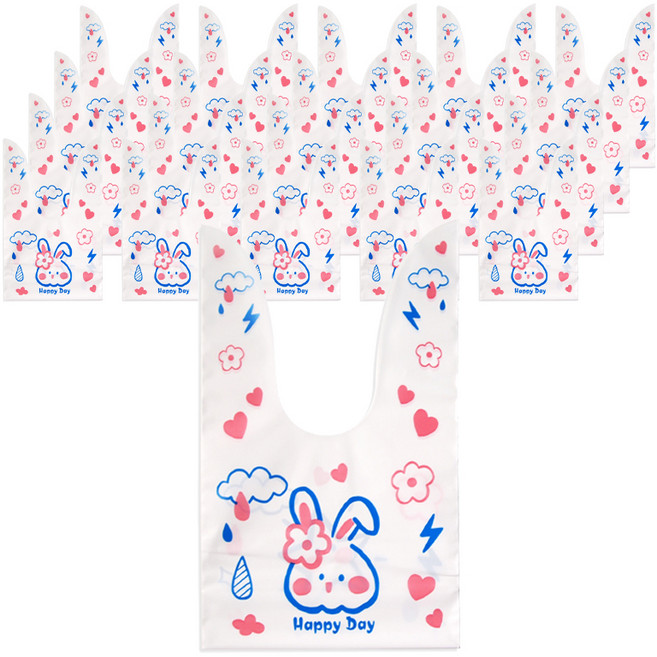 투영디자인 러블리 미니 포장주머니 구디백, 토끼별해피데이, 30개