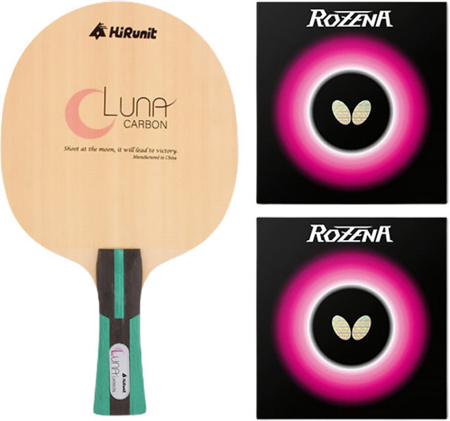 하이러닛 루나카본 FL 탁구라켓 + 로제나 러버 2종 세트, 1세트