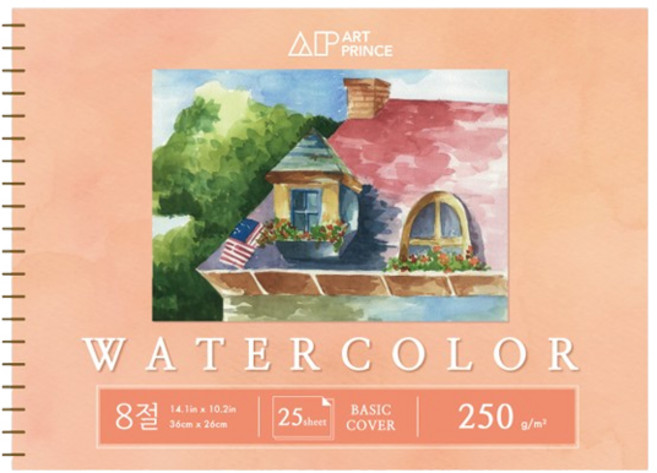 아트프린스 워터컬러 스프링 스케치북 250g W03, 8절, 25매, 1개