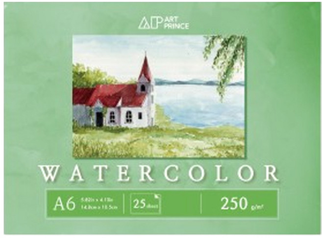 두성 아트프린스 워터컬러 수채화용 무선 스케치북 250g W11, A6, 25매, 1개