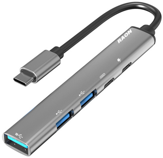 라온 5포트 C타입 멀티 허브 RUH-U500C, 그레이, 1개