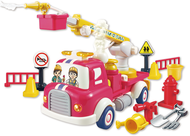 smoneo 幼兒BC Toy迴力車大積木玩具, 消防吊車, 1個
