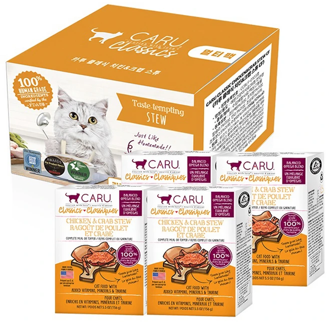 카루펫푸드 전연령 고양이 클래식 스튜, 치킨+크랩, 624g, 1개 - 쿠팡