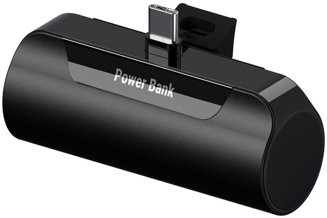 제이원 캡슐 일체형 미니 거치 도킹형 5000mAh 보조배터리, PR-ST5000-C, 블랙