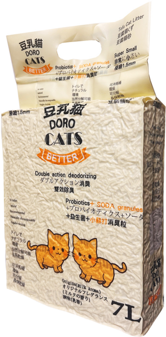 DORO CAT 豆乳貓 添加益生菌與小蘇打顆粒雙重除臭極細豆腐貓砂, 7L, 1包, 原味