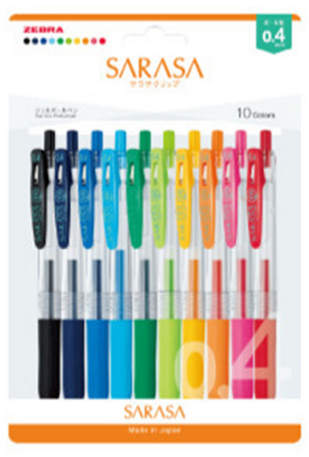 제브라 사라사 클립 펜 10종 세트 0.4mm, 혼합색상, 1세트