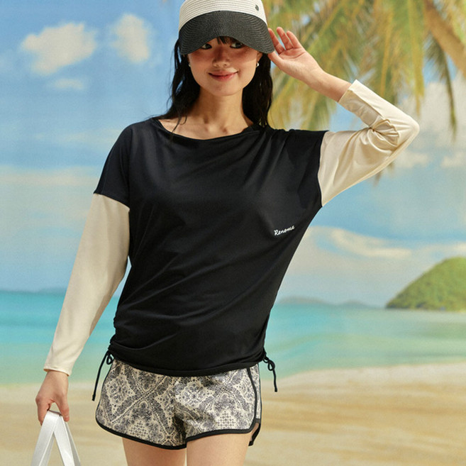 레노마 여성용 페이즐리 래쉬가드 상하의 세트 RN-LS2E525