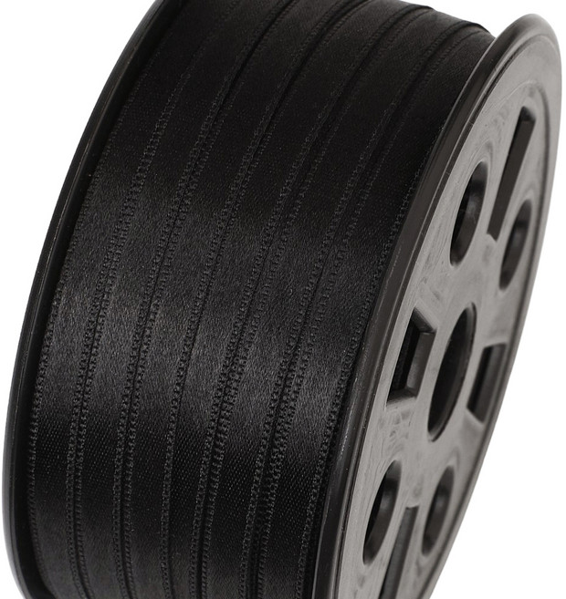 Packaging Net 禮品包裝緞帶 6mm, 90m, 黑色, 1個