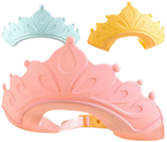 조이멀티 아동용 크라운 목욕 샤워캡 샴푸캡 3종 세트, 블루, 핑크, 옐로우, 1세트