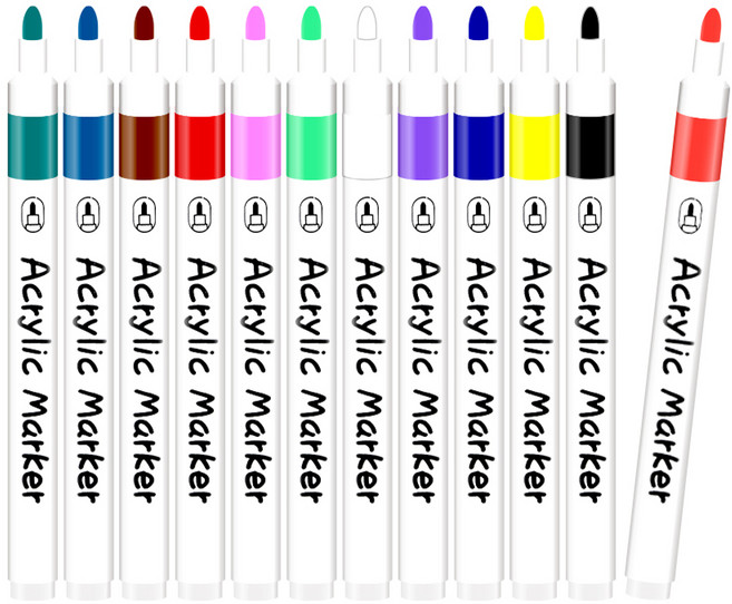 영아트 데코 드로잉 아크릴 마카펜 세트, 12색, 1개