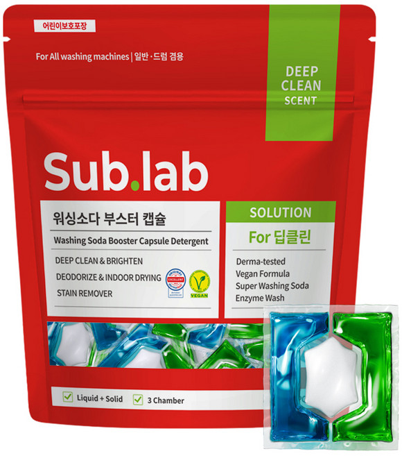 자우버 서브랩 워싱소다 부스터 캡슐세제, 30개입, 1개