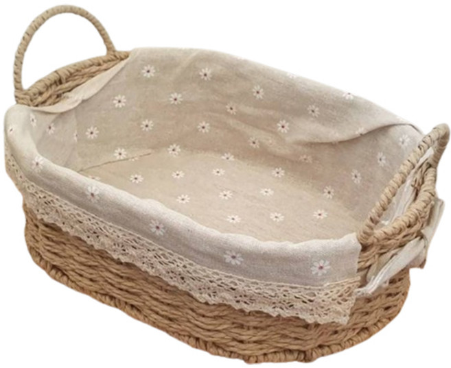 공간안애 커버 꼬임로프 원형 라탄바구니, 네츄럴, 1개