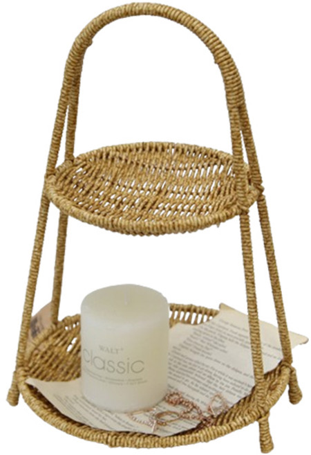 내일의공간 PP 호텔식 트레이선반 라탄 바구니 2단, 네츄럴, 1개