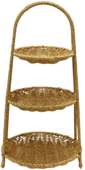 내일의공간 PP 호텔식 트레이 선반 라탄 바구니 3단, 네츄럴, 1개