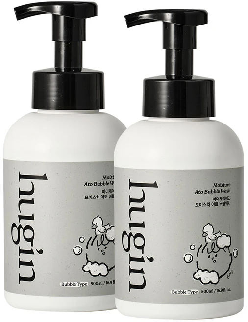 허긴 유아용 모이스처 아토 약산성 올인원 대용량 버블워시 거품형 무향, 500ml, 2개 - 쿠팡