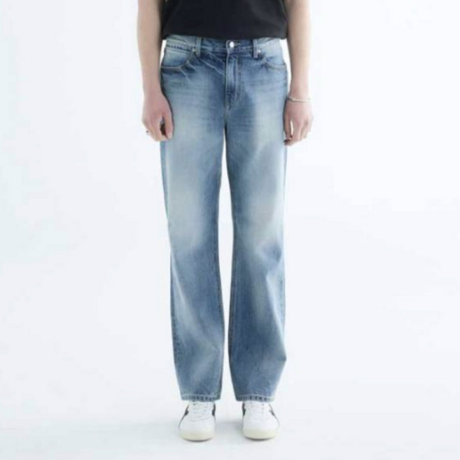 랩101 톰 블리치드 브러쉬 스톤 워시 스트레이트핏 데님 팬츠 청바지 LO1DTM122MB