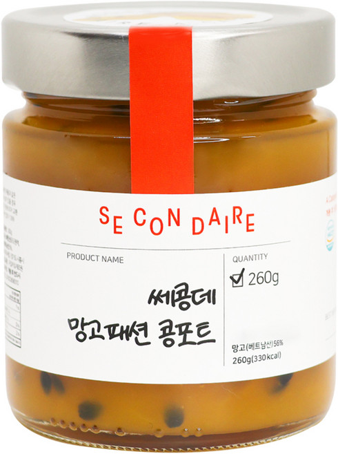 쎄콩데 무가당 망고패션 콩포트, 260g, 1개