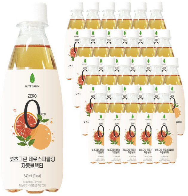 넛츠그린 제로스파클링 자몽블랙티, 340ml, 24개