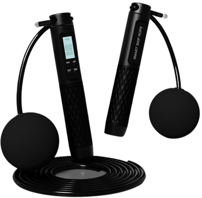블럭마트 스마트 유/무선 줄넘기 eva볼 2p, 블랙, 1세트