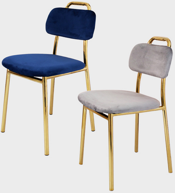 GMF 릴리안 인테리어 디자인 골드 카페 식탁 의자 2종 세트, 네이비, 그레이, 1세트