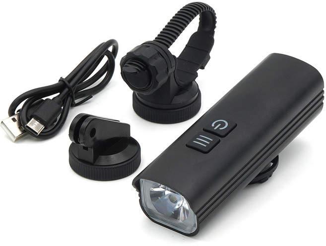 에이스피드 핸들바 자전거 라이트 C98+듀얼 거치대, 블랙, 1개