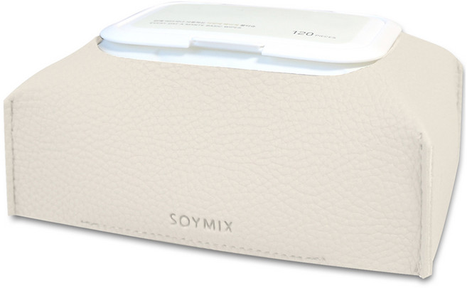 SOYMIX Skin Leather 皮革濕紙巾收納盒 LOF9, 1個, 奶油色