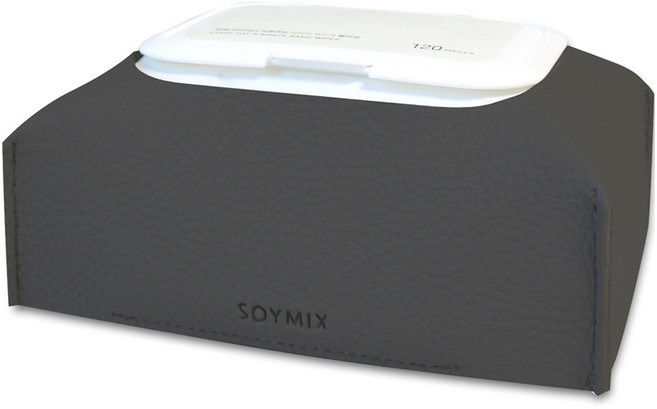 소이믹스 스킨레더 가죽 물티슈 케이스 LOF9, 다크그레이, 1개