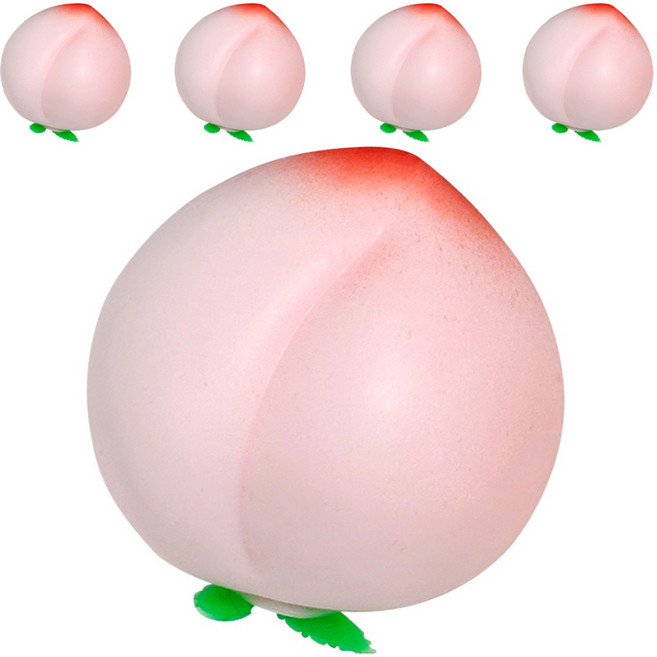 iiGEN 모찌모찌 말랑이 인형 파티용품, 복숭아, 5개