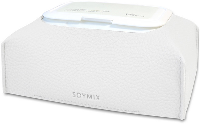 소이믹스 스킨레더 가죽 물티슈 케이스 LOF9, 화이트, 1개