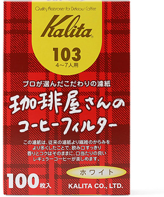 칼리타 커피샵 커피필터 화이트 103, 100개입, 1개