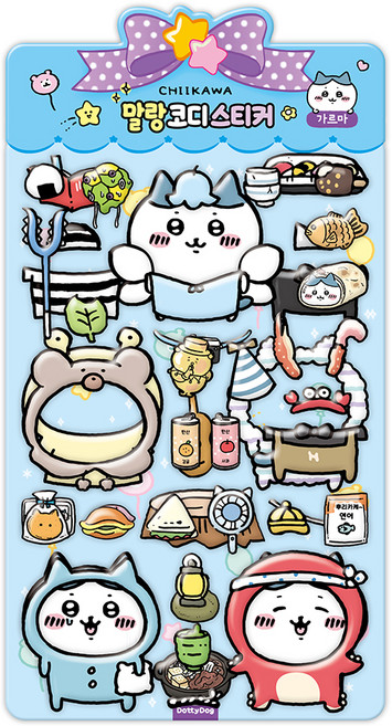 도티도그 먼작귀 말랑 코디 스티커, 가르마, 1개