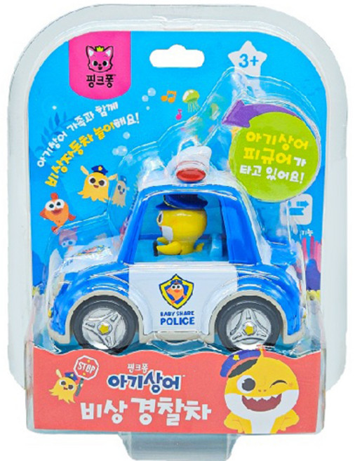 아기상어 핑크퐁 미니 비상 경찰차 완구, 혼합색상, 1개