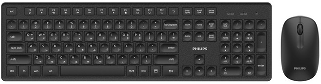 필립스 무선 키보드 + 마우스 세트, SPT6318, 블랙, 일반형
