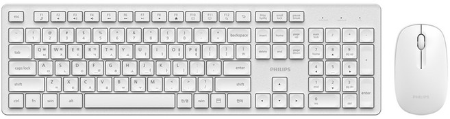 필립스 무선 키보드 + 마우스 세트, SPT6318, 화이트, 일반형