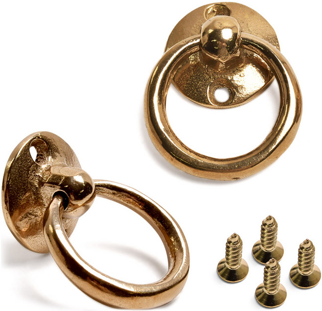 손잡이세상 주물링고리 2구 가구손잡이 골드 지름 50mm 2p 세트, 1세트