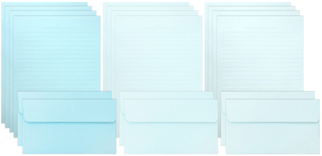 투영디자인 레인보우 파스텔 편지지 12p + 봉투 6p 세트, 블루랜덤발송, 1세트