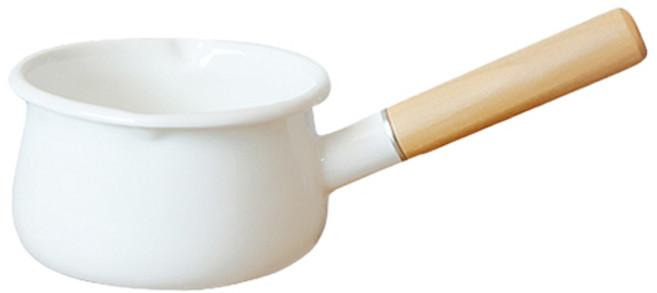 라임올리브 인덕션 우드핸들 법랑 밀크팬 대형, 15.3cm, 화이트, 1개