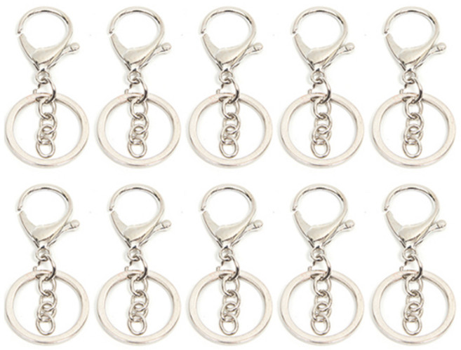 지오비즈 키링만들기 키링고리 체인형, 실버, 10개