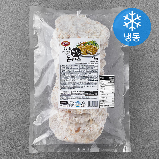 소디프 진짜 맛있는 등심 돈까스 (냉동), 1kg, 1개