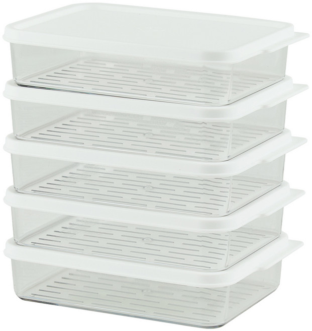 이지앤프리 스테커블 냉동실 정리 소분용기 낮은형 300ml, 5개